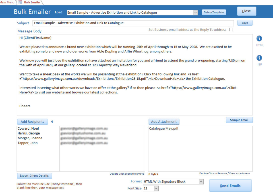 screenshot of Artwork Collection Database